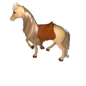 Mattel Barbie Horse Palomino Blond Mane & Tail With Brown Saddle